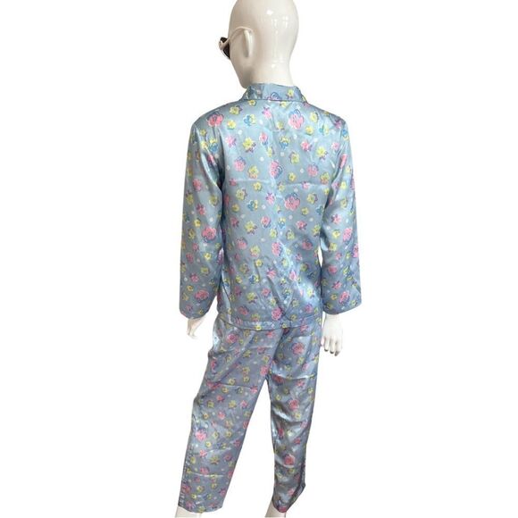 Fun Vintage Peak 90s Gal Flower Power Satin Pajamas - Picture 10 of 12
